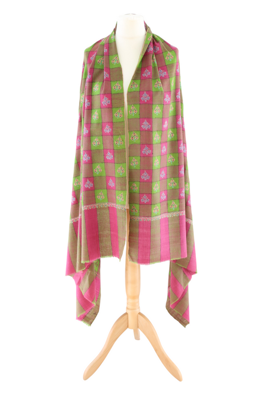 Multi-Colour Flora Hand Embroidered Pashmina Shawl