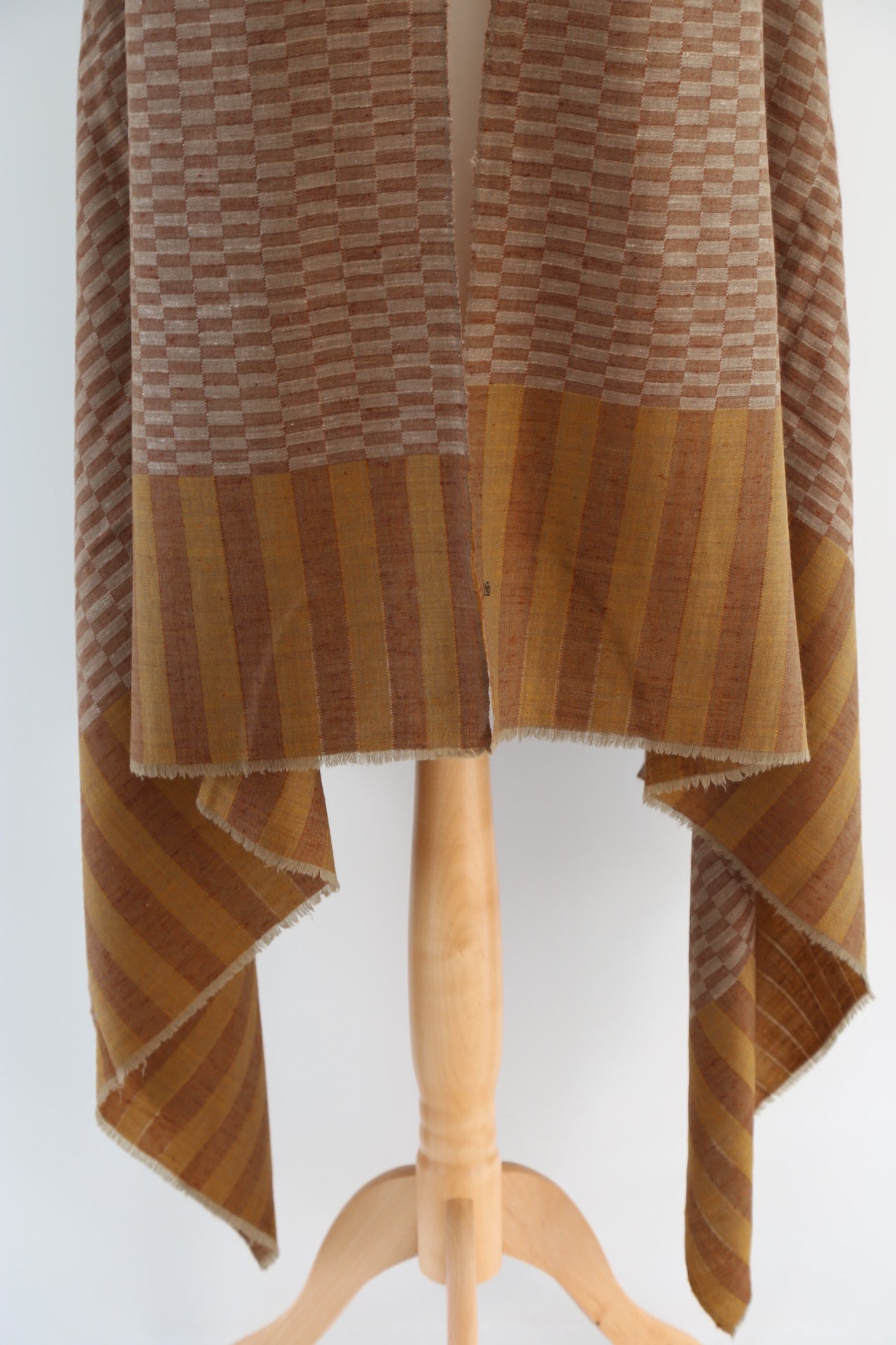 Chakor Patterned Check Pashmina Shawl Brown