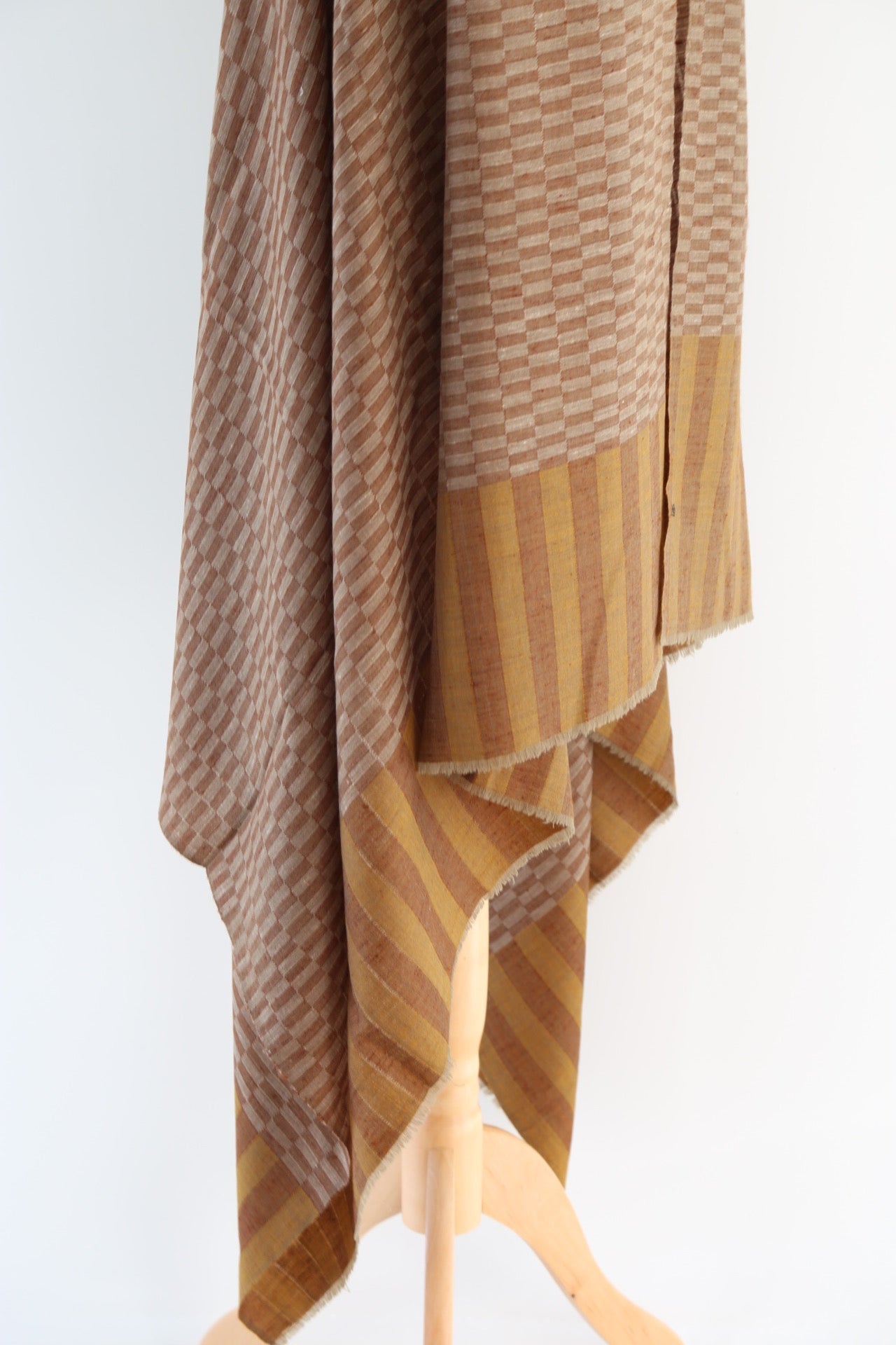 Chakor Patterned Check Pashmina Shawl Brown