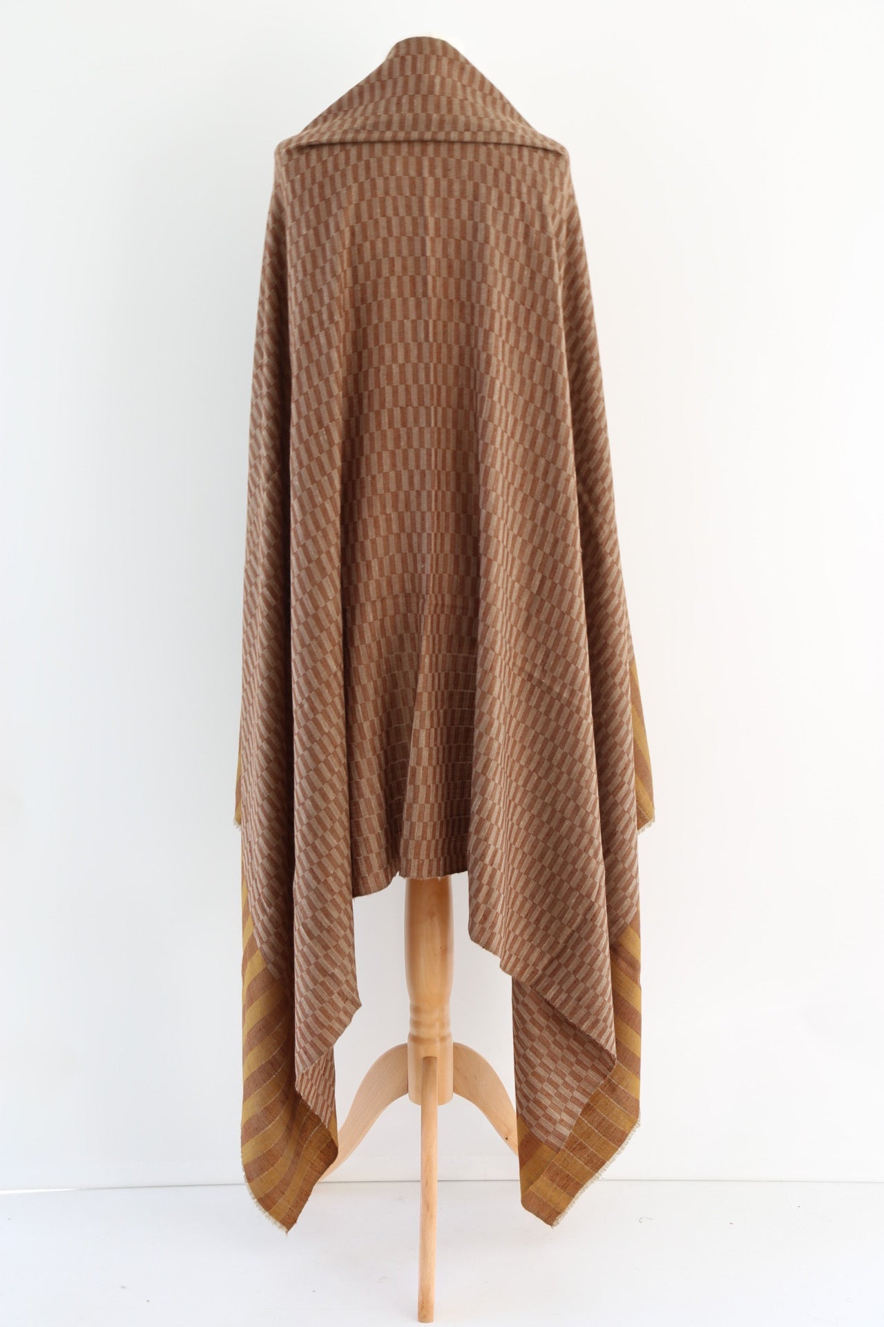 Chakor Patterned Check Pashmina Shawl Brown
