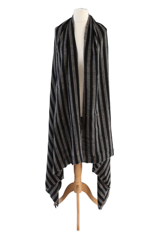 Horizontal Stripes Patterned Pashmina Shawl Monochromatic