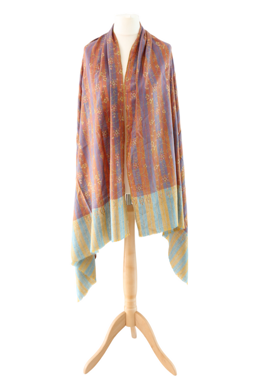 Rangeen Weave Hand embroidered Pashmina Shawl