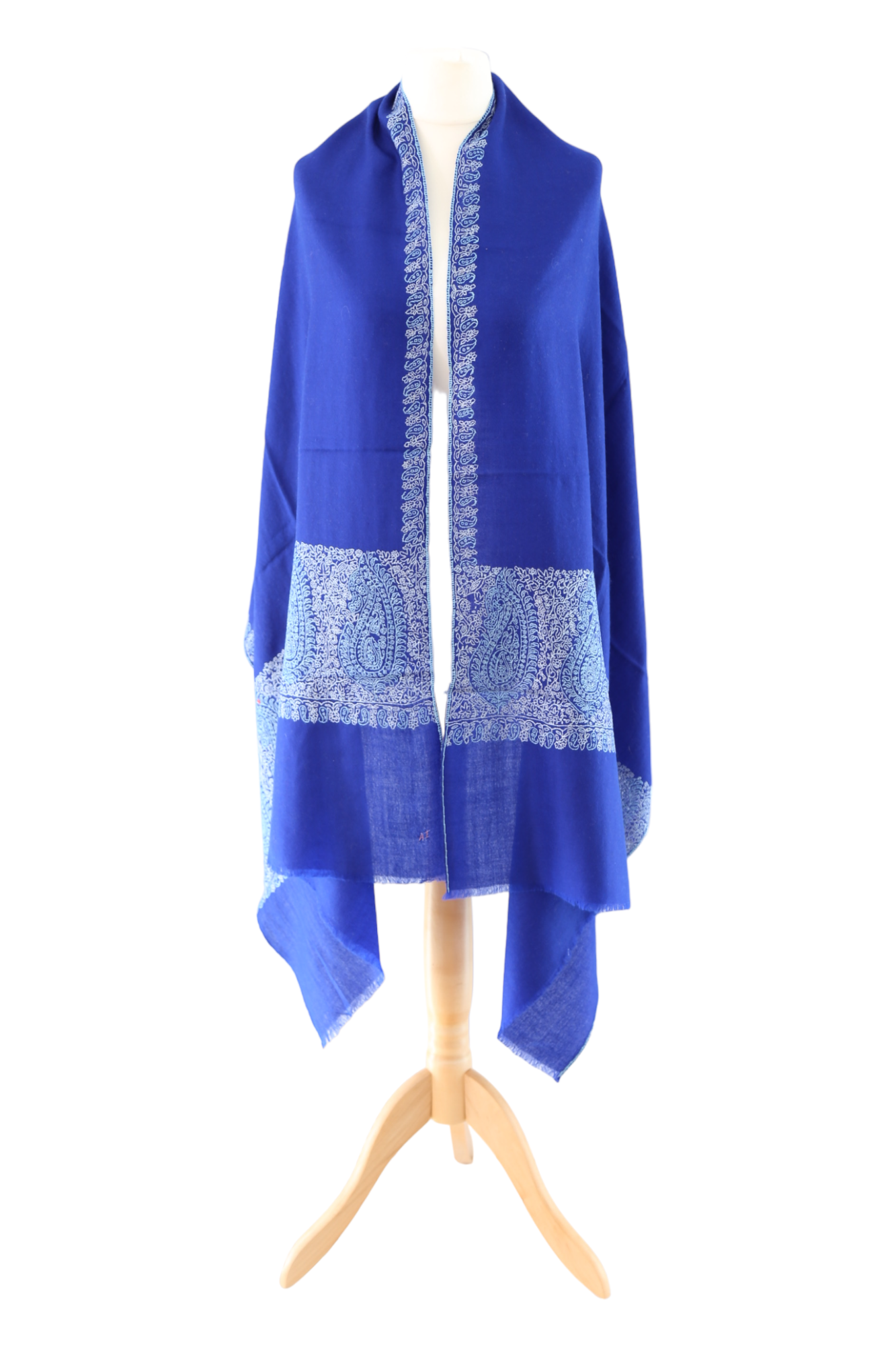Border Embroidery Pashmina Wrap Royal blue