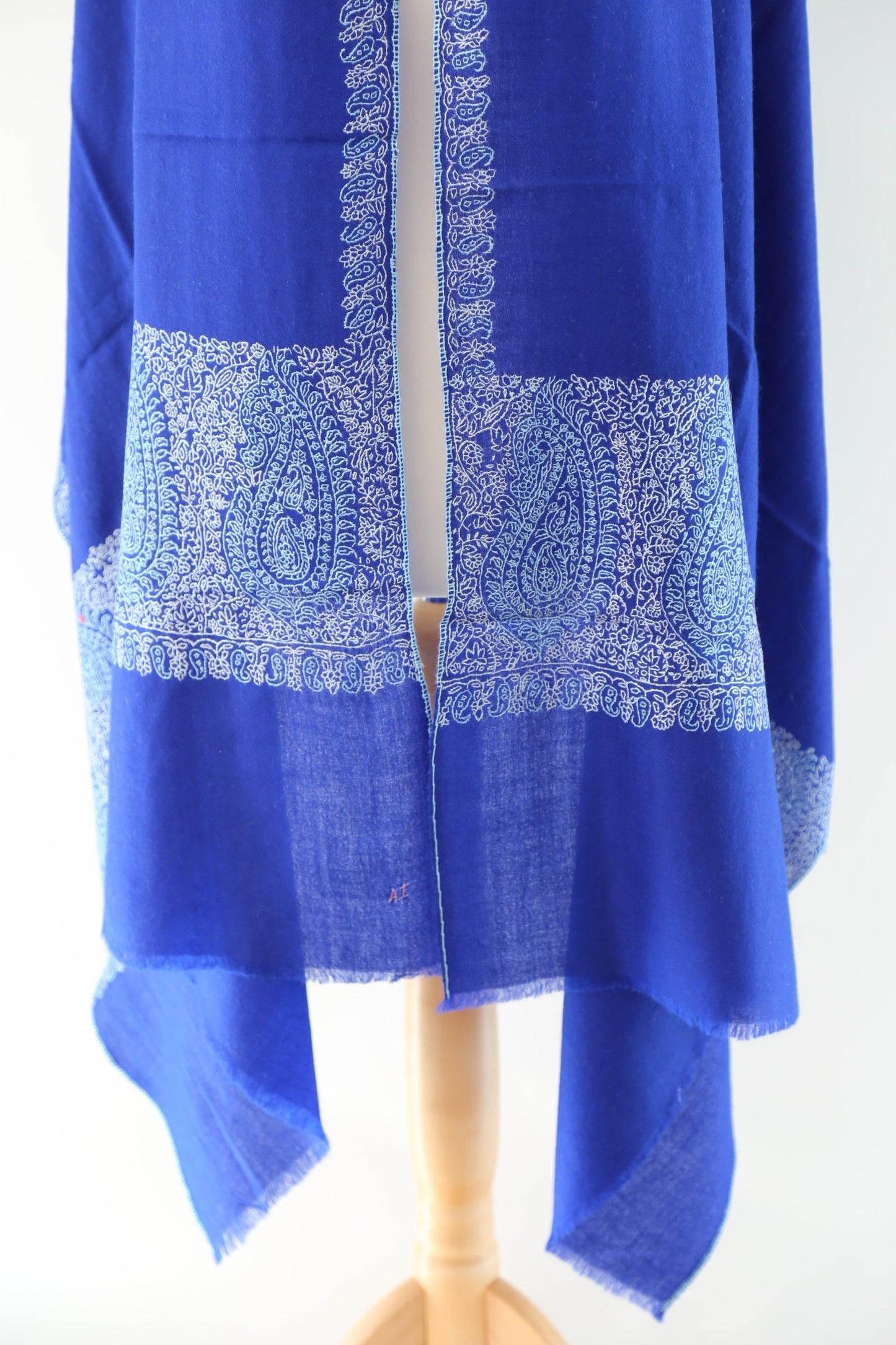 Border Embroidery Pashmina Wrap Royal blue