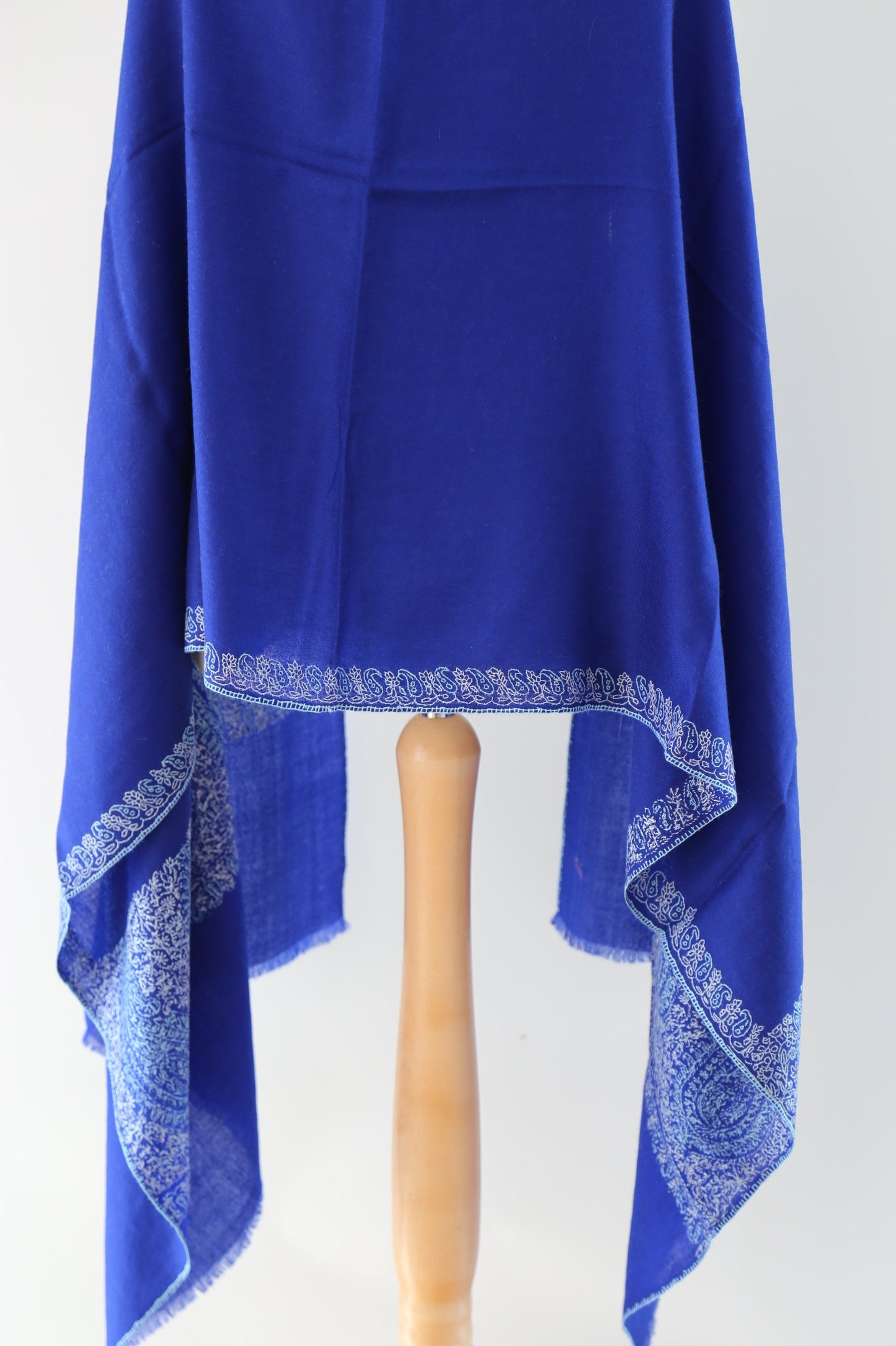 Border Embroidery Pashmina Wrap Royal blue