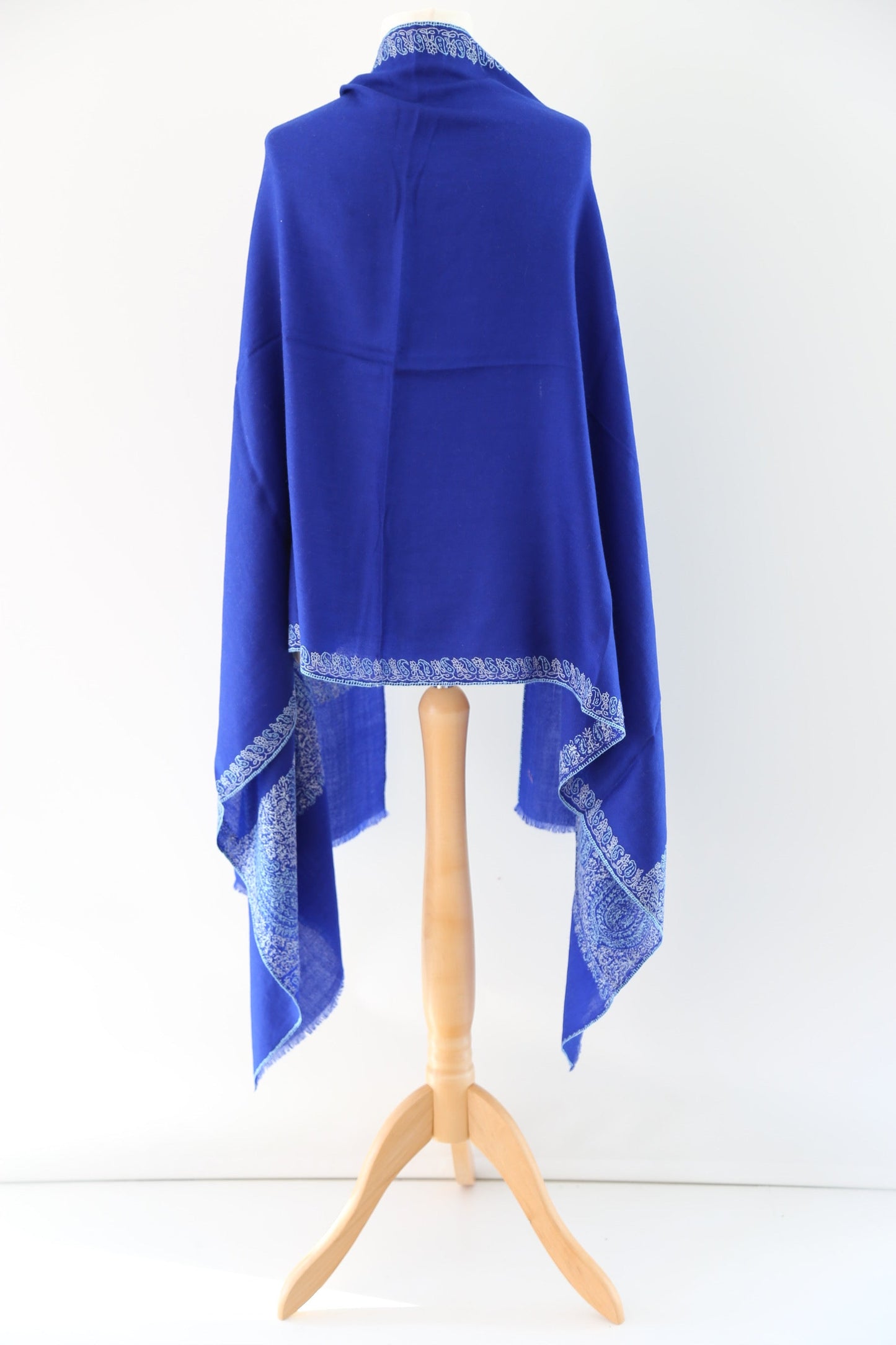 Border Embroidery Pashmina Wrap Royal blue