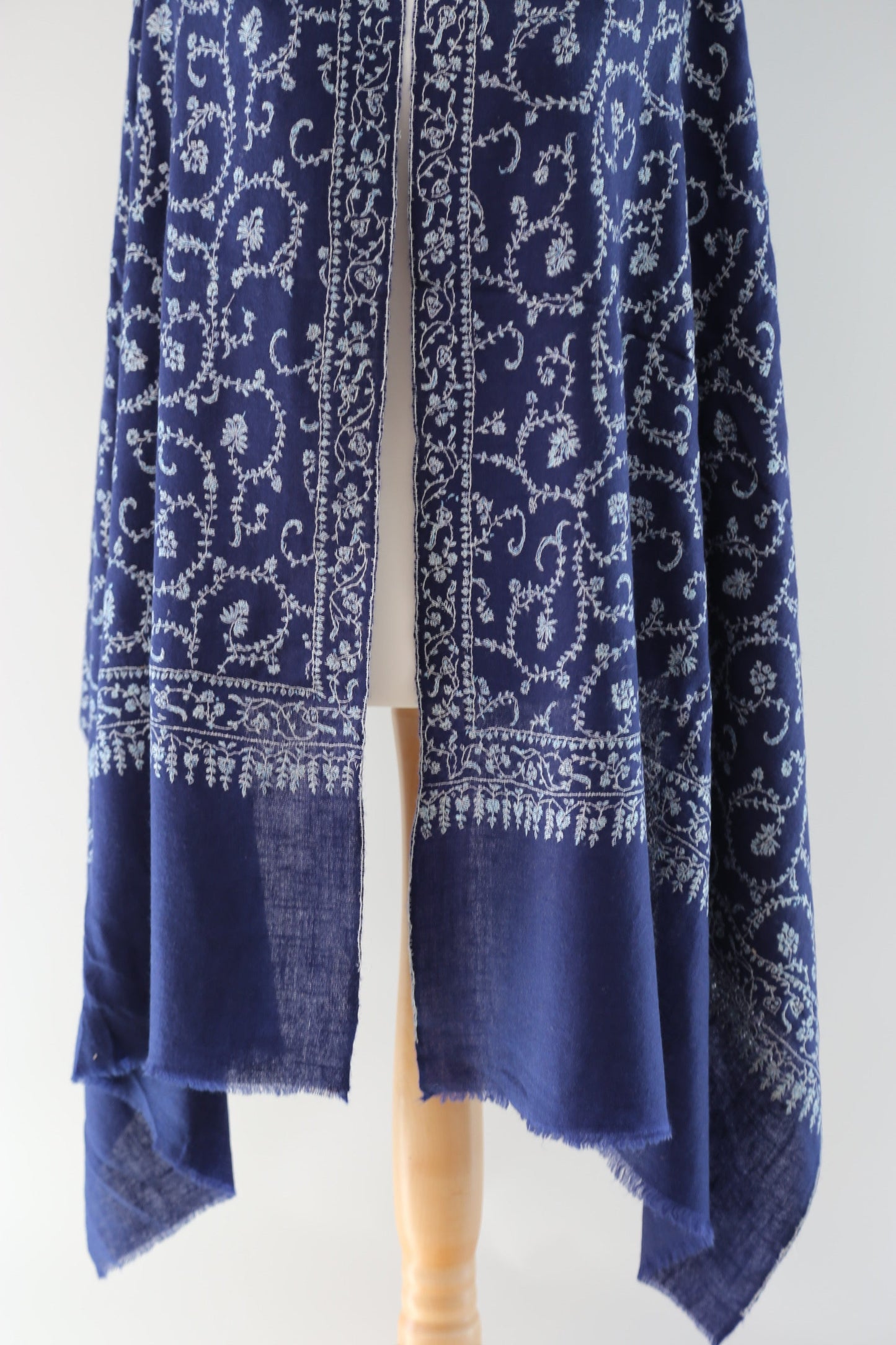 Sozni Hand Embroidered Pashmina Wrap Navy