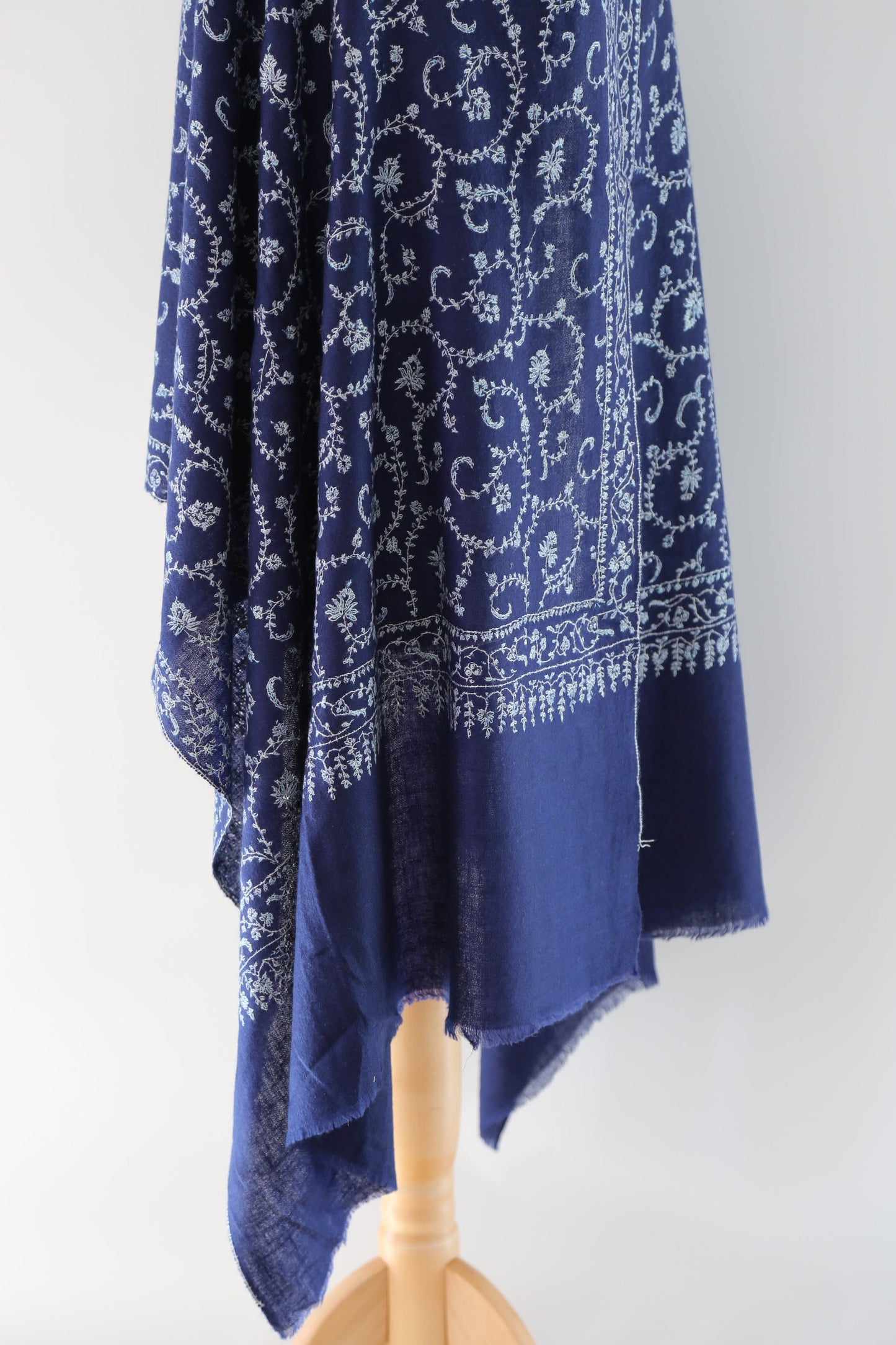 Sozni Hand Embroidered Pashmina Wrap Navy