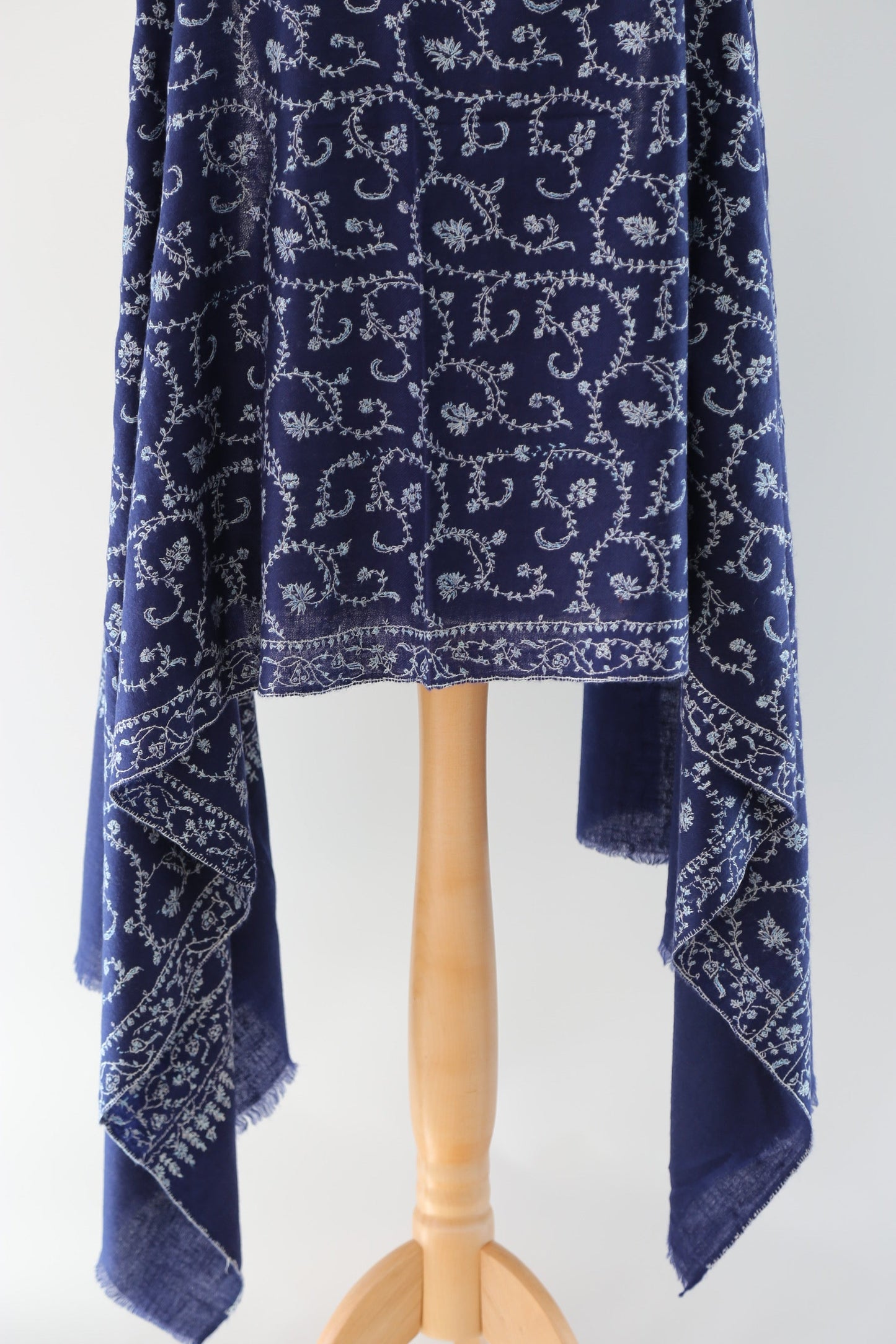 Sozni Hand Embroidered Pashmina Wrap Navy