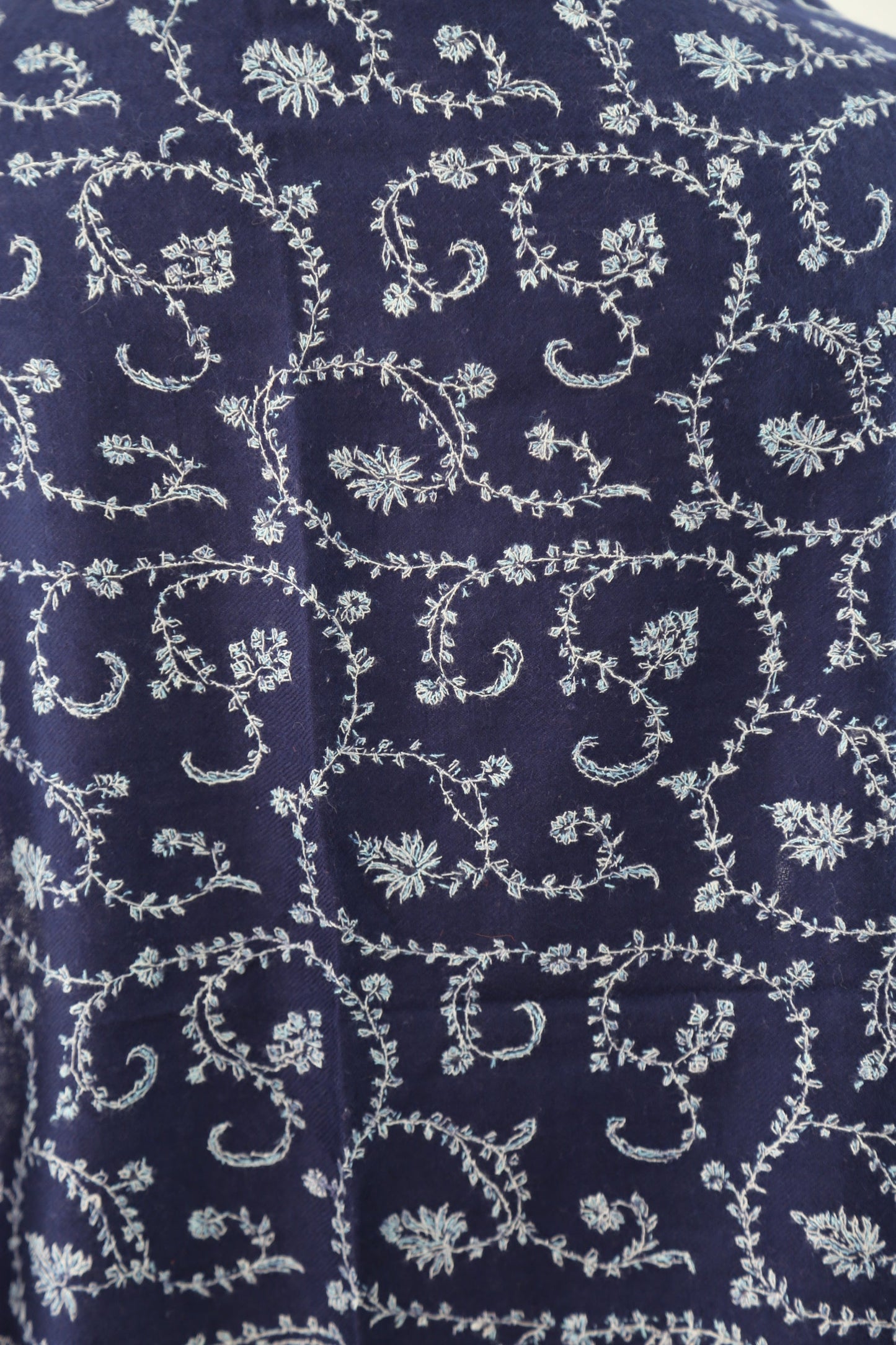 Sozni Hand Embroidered Pashmina Wrap Navy