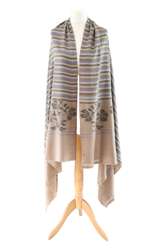 Beige Hand Woven Pashmina Kani Shawl