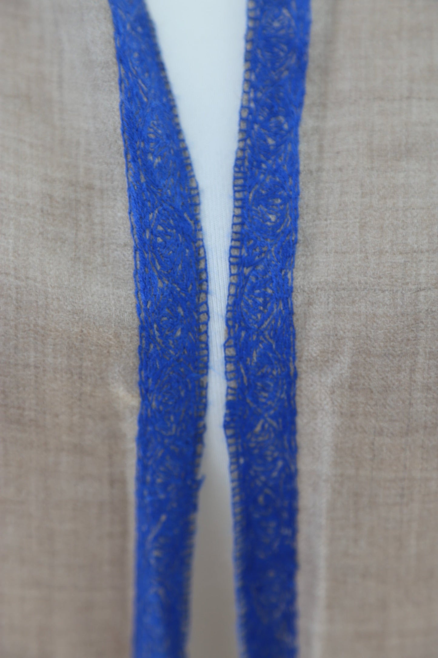 Natural Pashmina Shawls with Border Embroidery - Blue