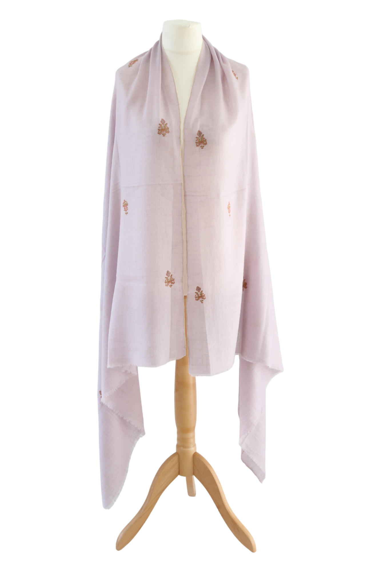 Light Pink Flower Motif Embroidery Pashmina Shawl