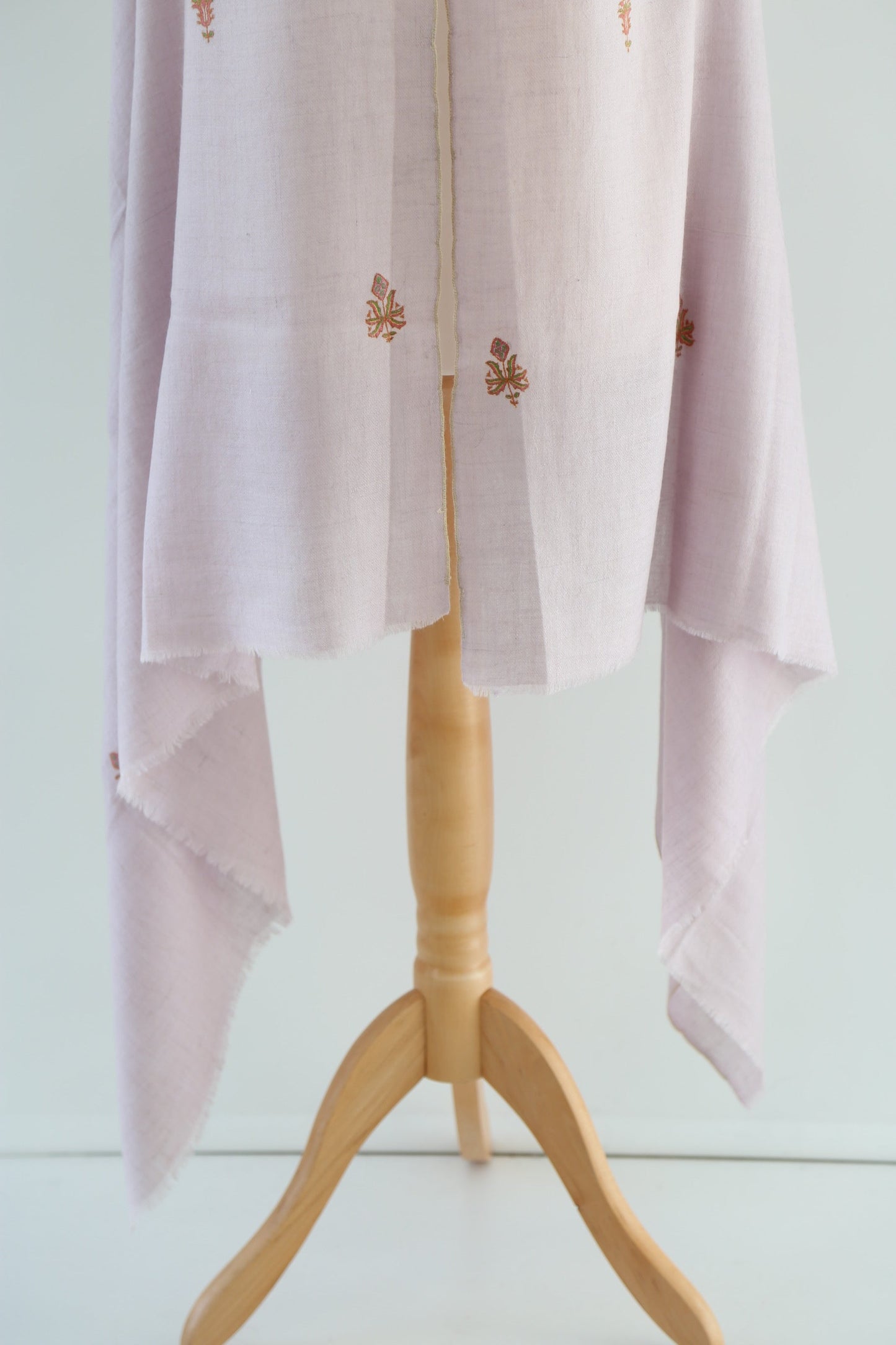 Light Pink Flower Motif Embroidery Pashmina Shawl