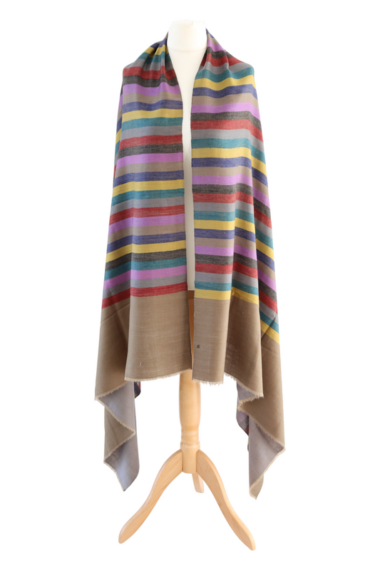 Ribbon Stripes Handmade Pashmina Shawl