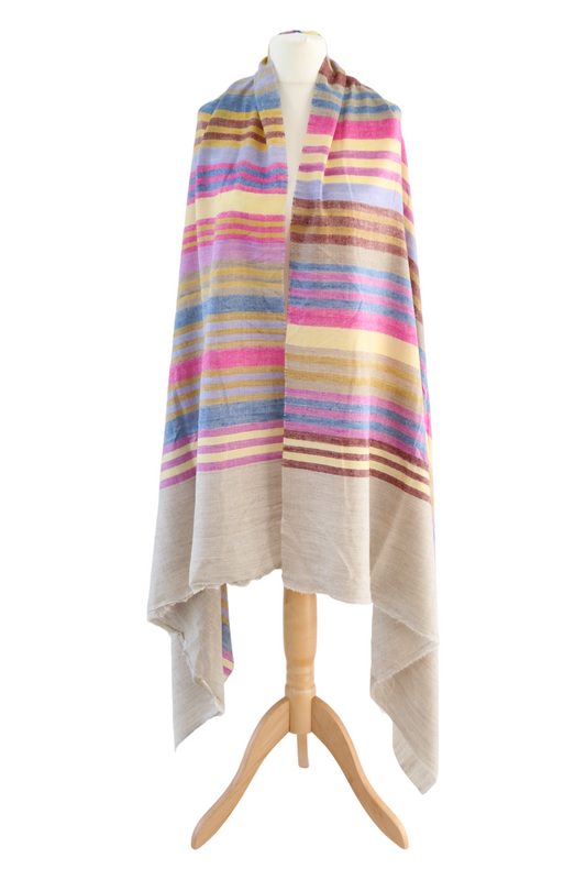 Candy Stripes Handmade Pashmina Shawl