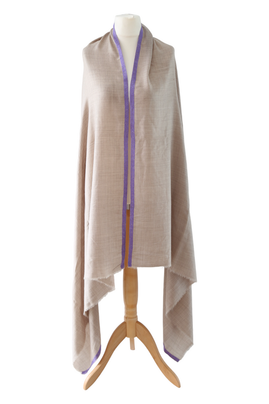 Violet Border Embroidery Pashmina Shawl