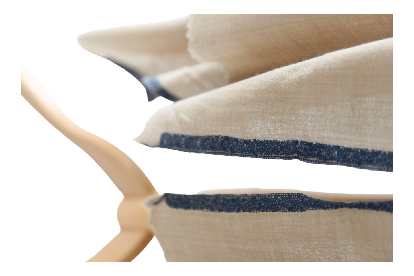 Natural Pashmina Shawls with Border Embroidery - Royal Blue