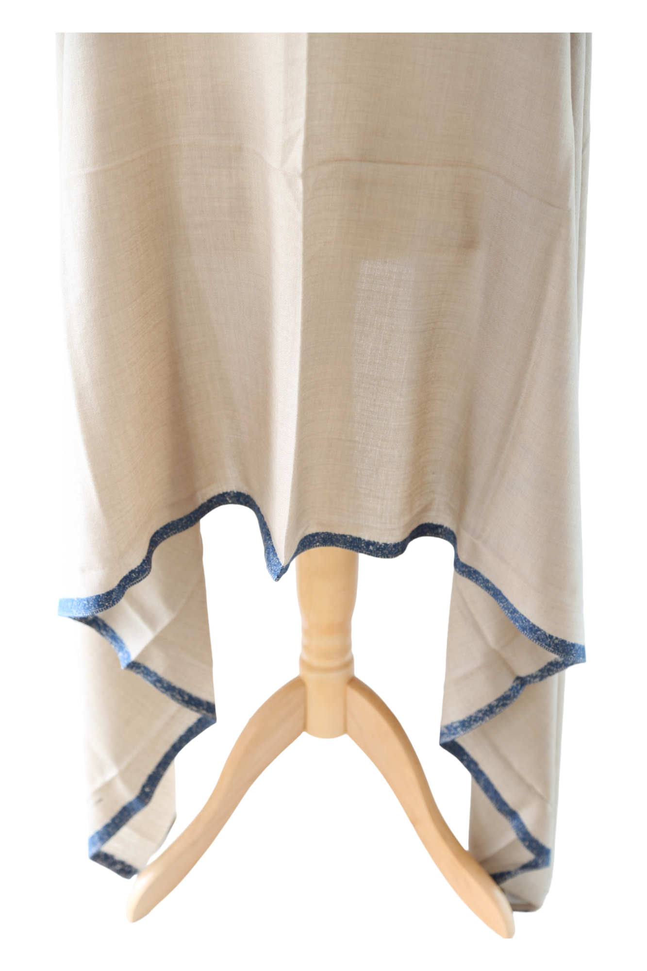 Natural Pashmina Shawls with Border Embroidery - Royal Blue