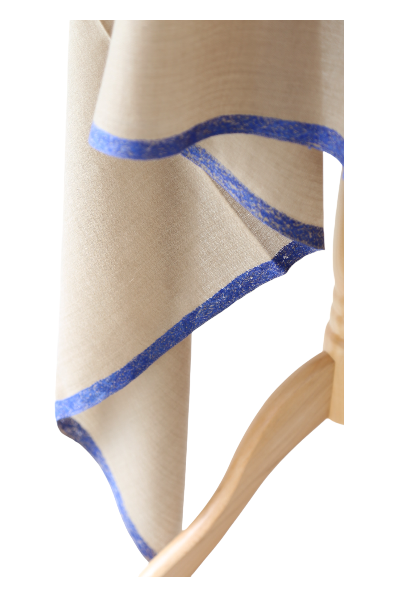 Natural Pashmina Shawl with Border Embroidery - Blue