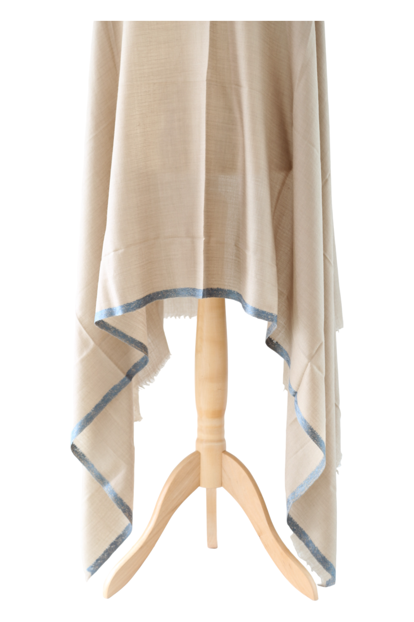 Natural Pashmina Shawl with Border Embroidery - Grey