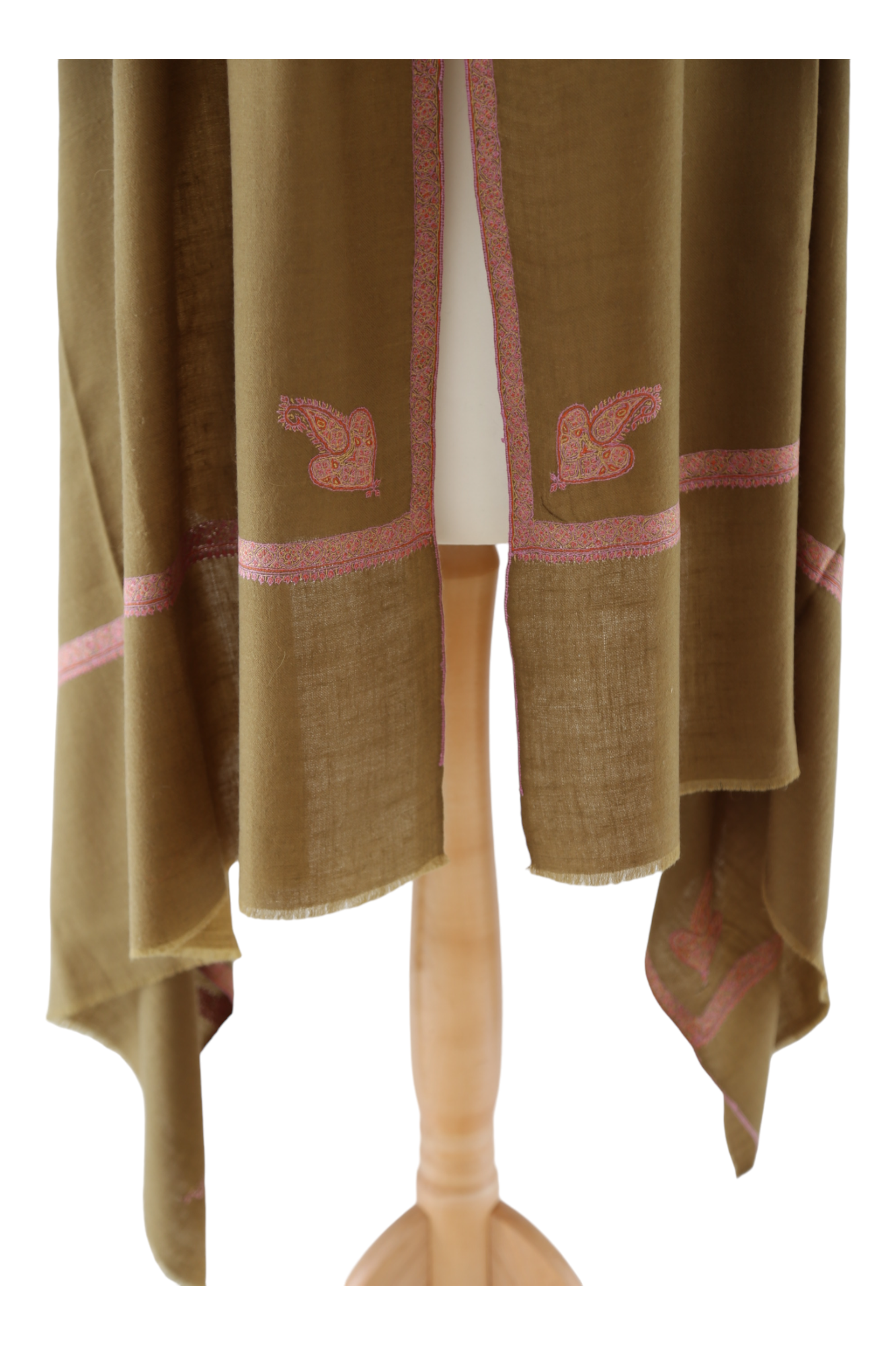Brown Pashmina Shawl with Border Embroidery