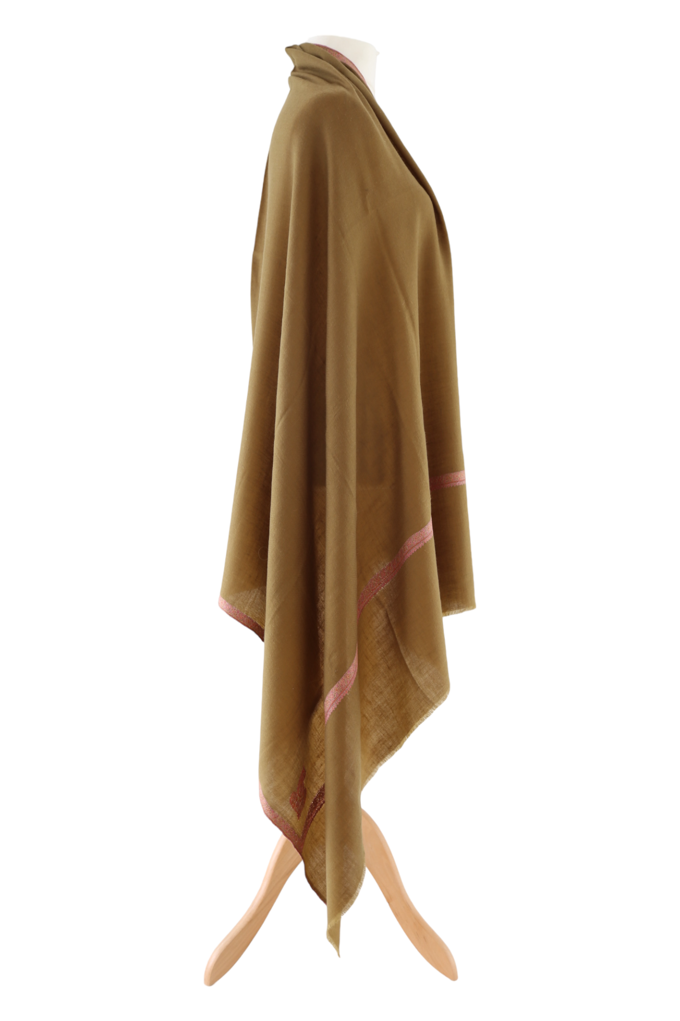Brown Pashmina Shawl with Border Embroidery