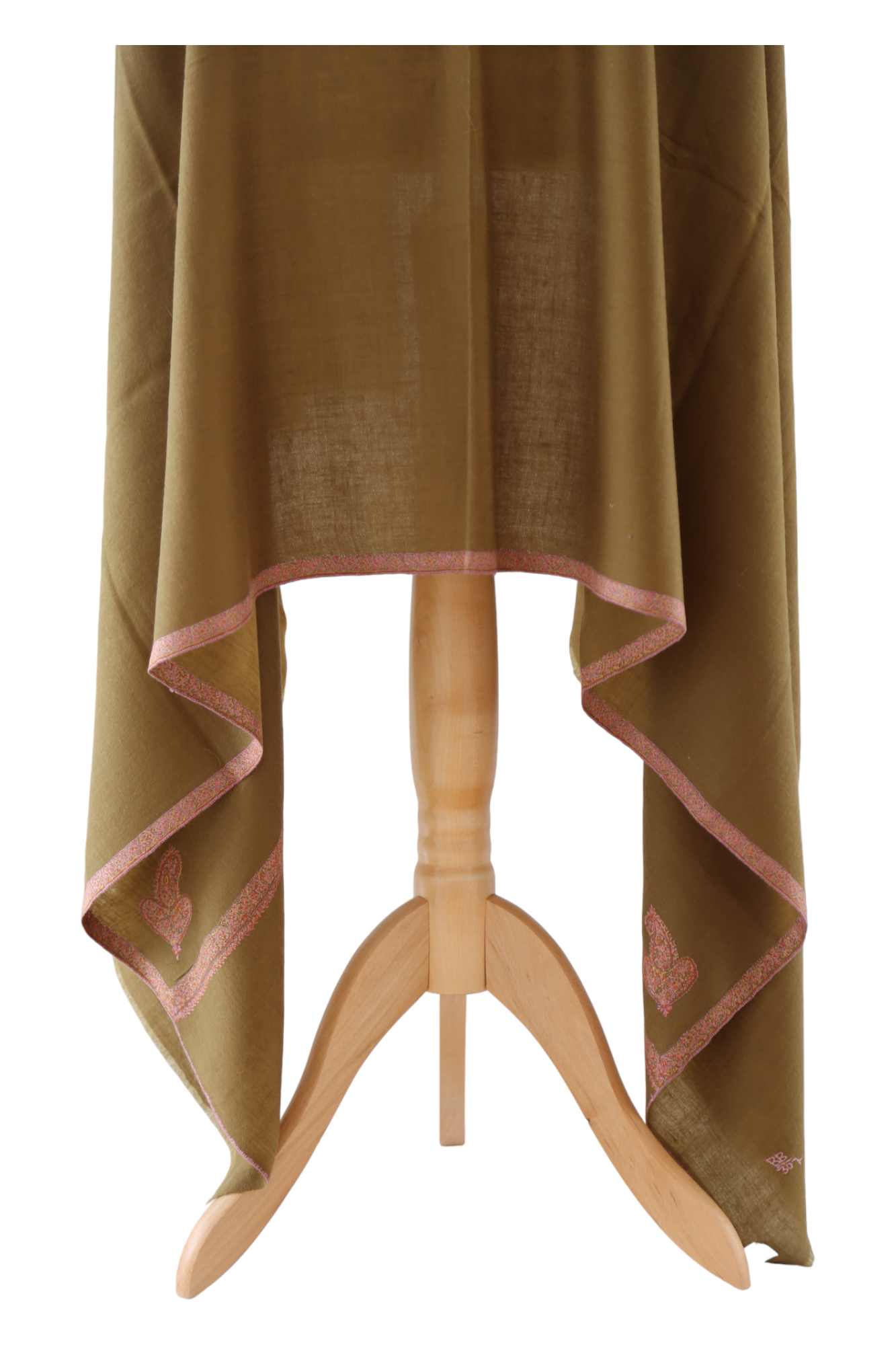 Brown Pashmina Shawl with Border Embroidery