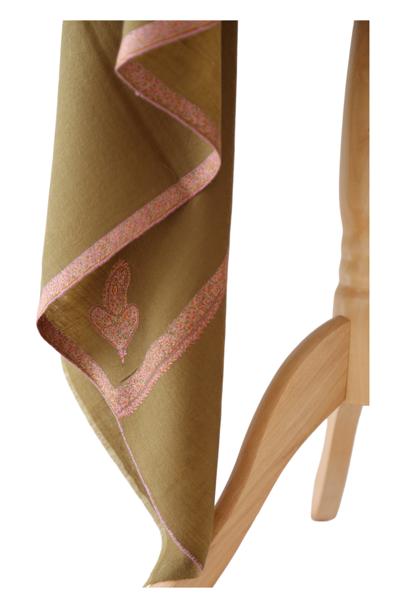 Brown Pashmina Shawl with Border Embroidery